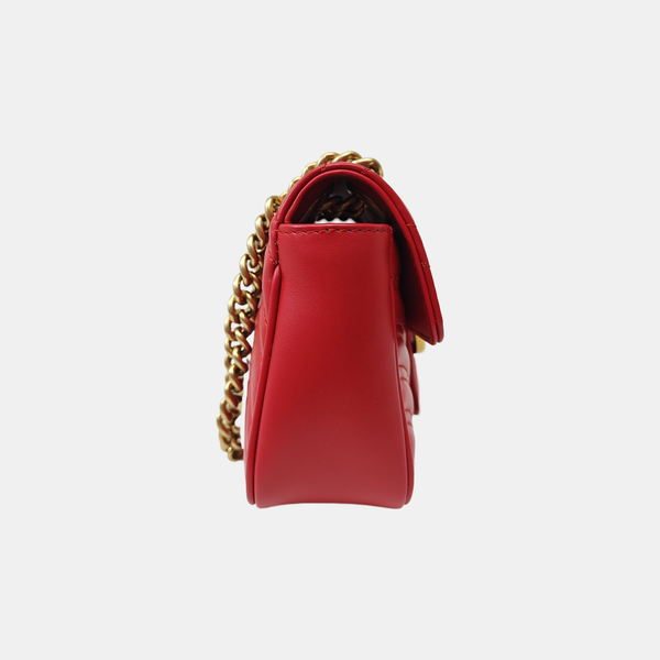 GG Marmont Small Quilted Calfskin Red