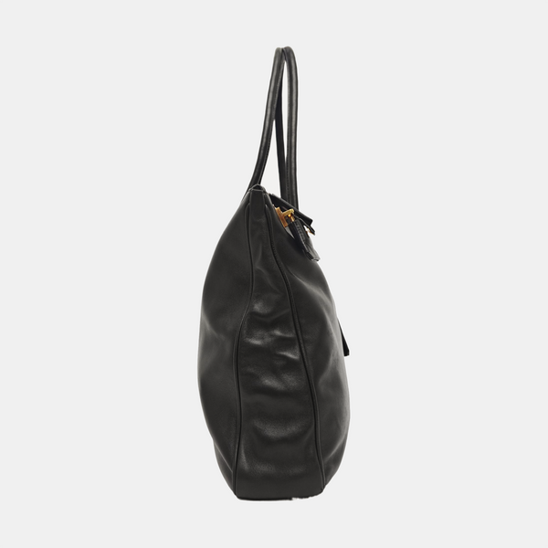 Calfskin Top Handle Bag Brown