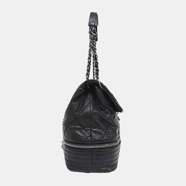 Quilted Lambskin Shoulder Bag Black