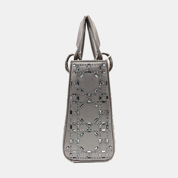 Lady Dior Mini Cannage Silk Satin Gray