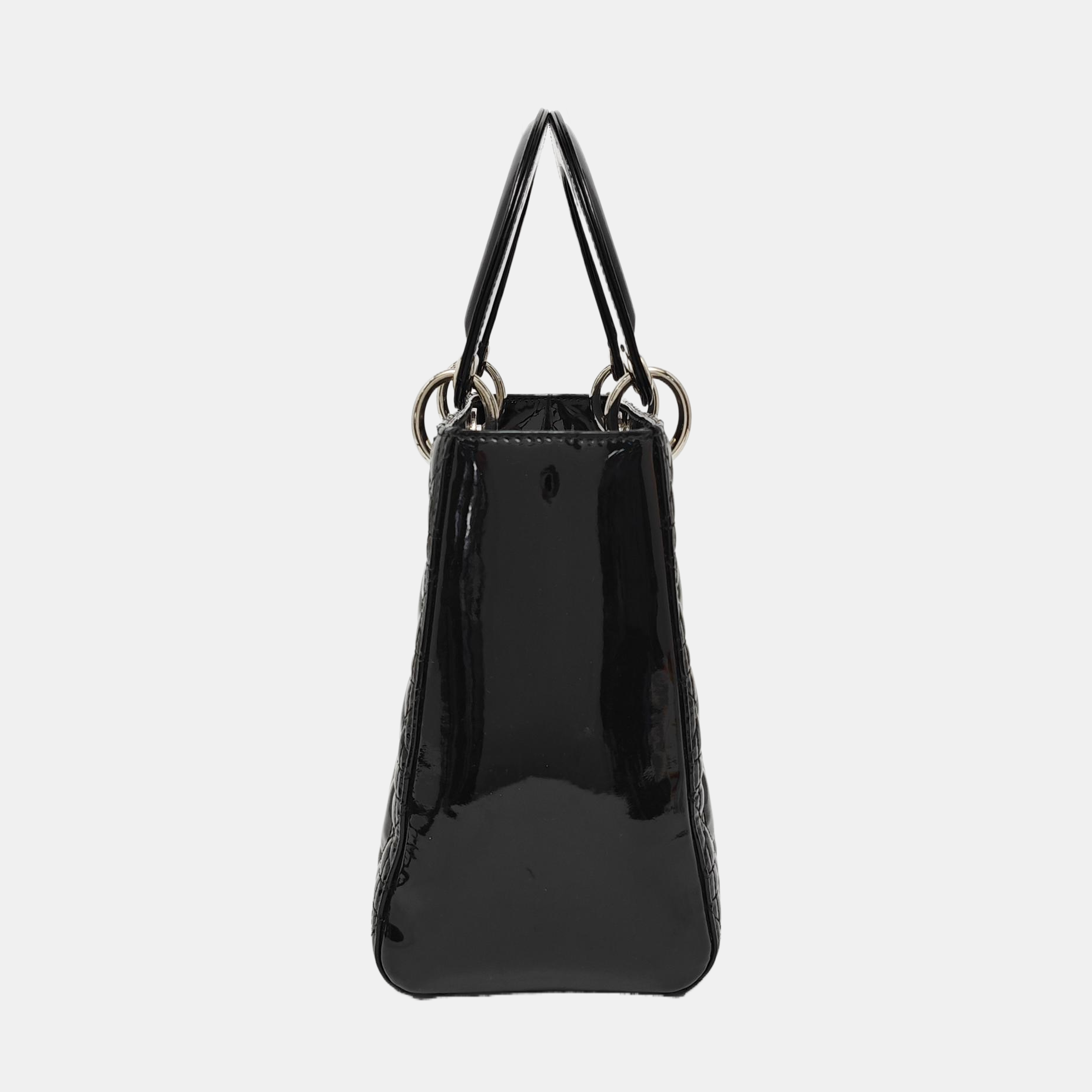 Lady Dior Medium Cannage Patent Leather Black