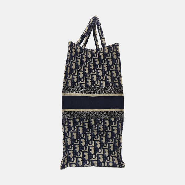 Book Tote Large Oblique Canvas Blue