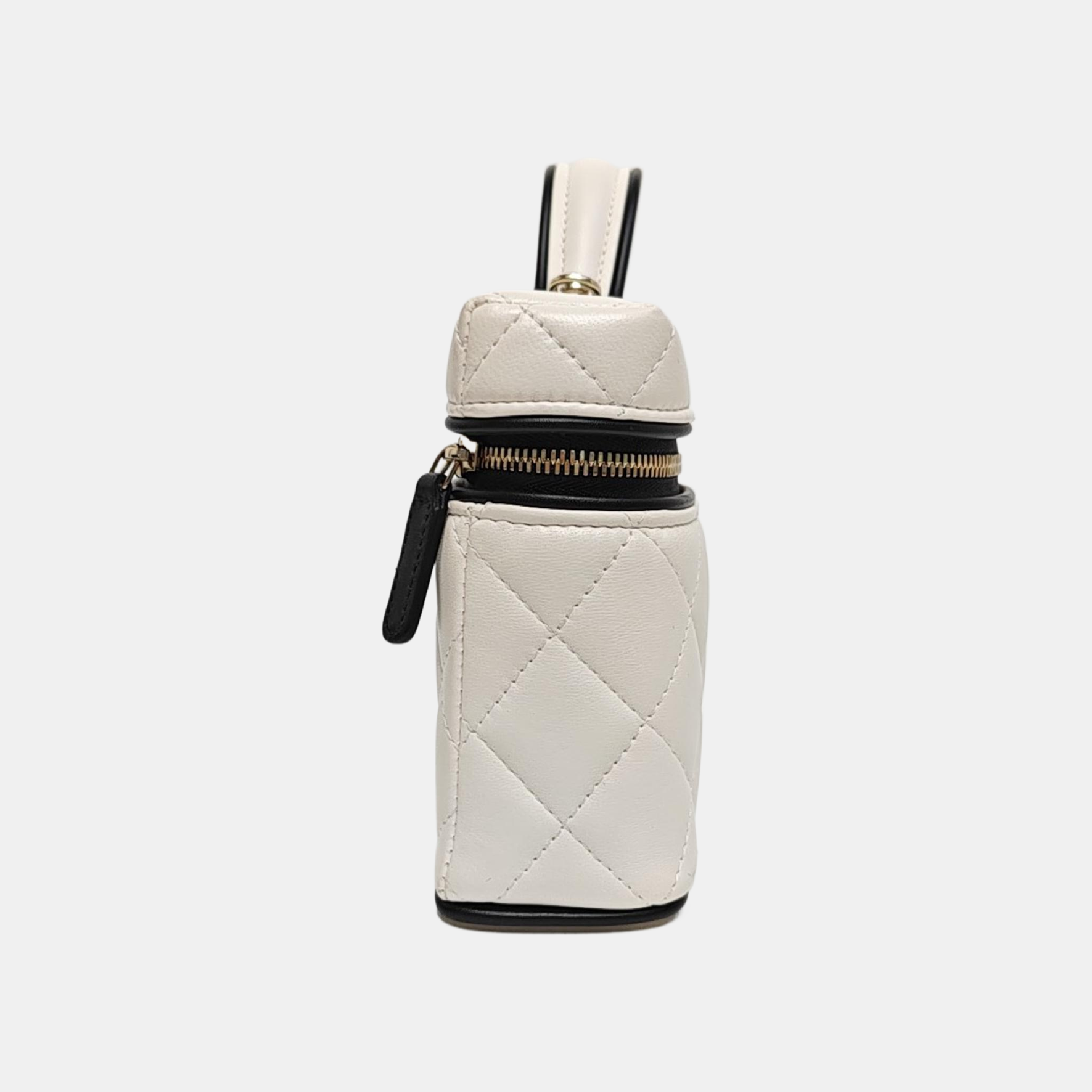 VANITY CASE Small Quilted Lambskin White