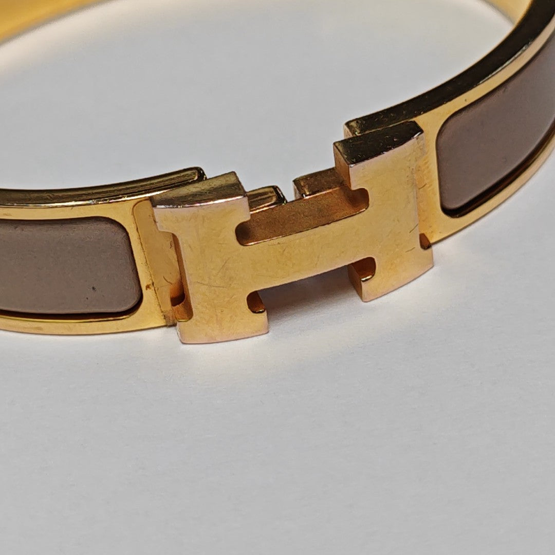 Clic H Metal Brown Bangle
