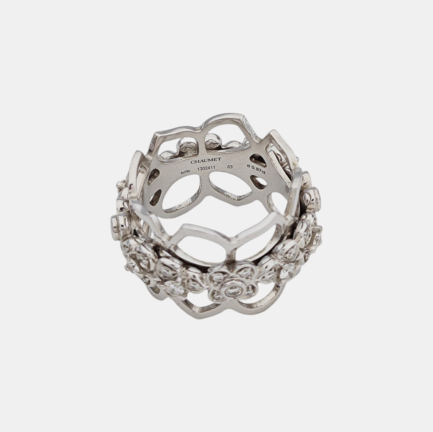 18k White Gold Silver Ring EU 53