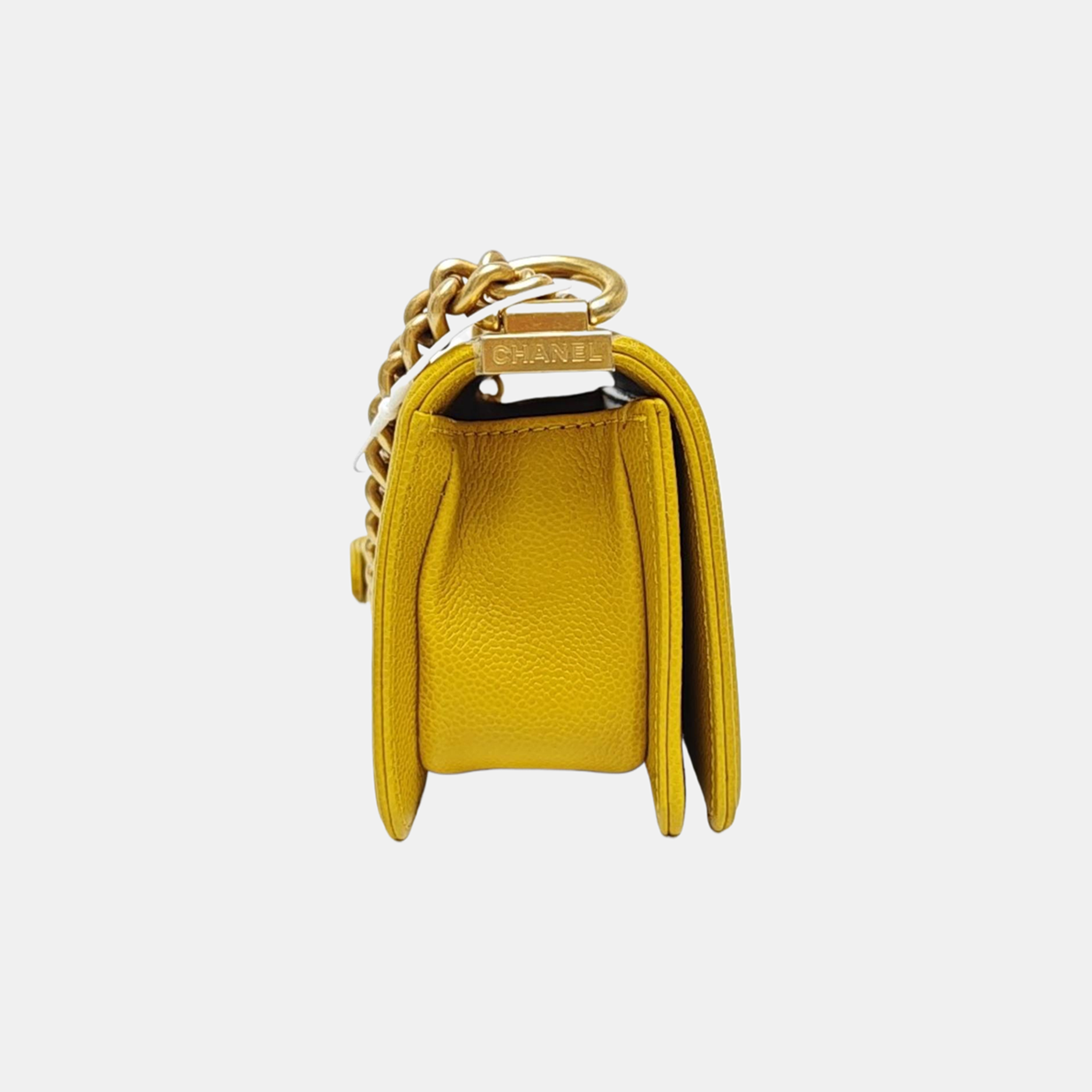 BOY CHANEL Quilted Grained Calfskin Yellow