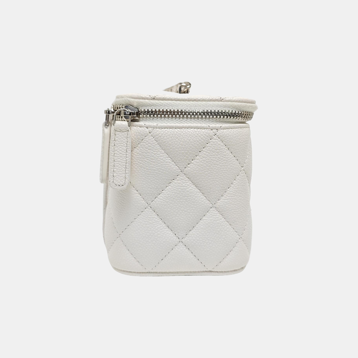 VANITY CASE Small Quilted Grained Calfskin White