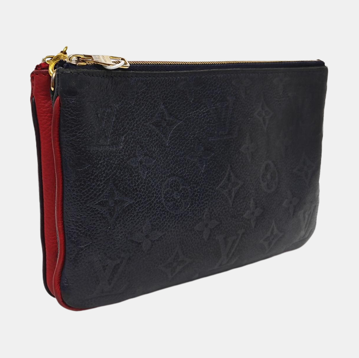 DOUBLE ZIP Monogram Calfskin Blue