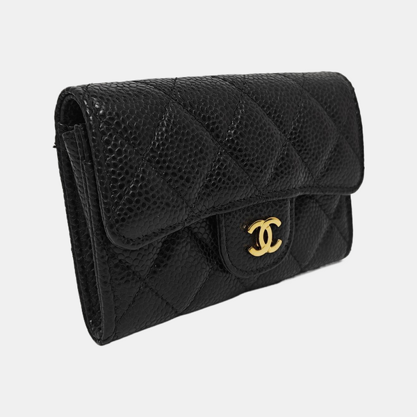 Authenticated pre-owned  CLASSIC FLAP Quilted Grained Calfskin Black Wallet - Wallet at Looply