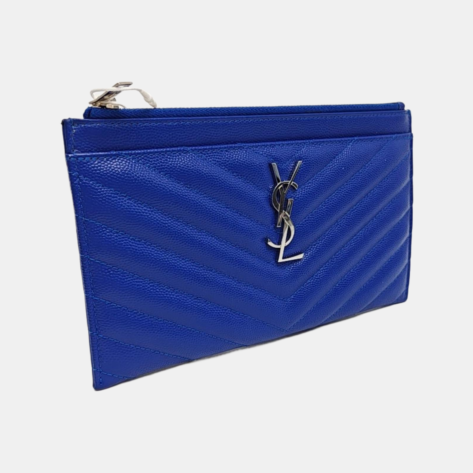 CASSANDRE Chevron Calfskin Blue Wallet