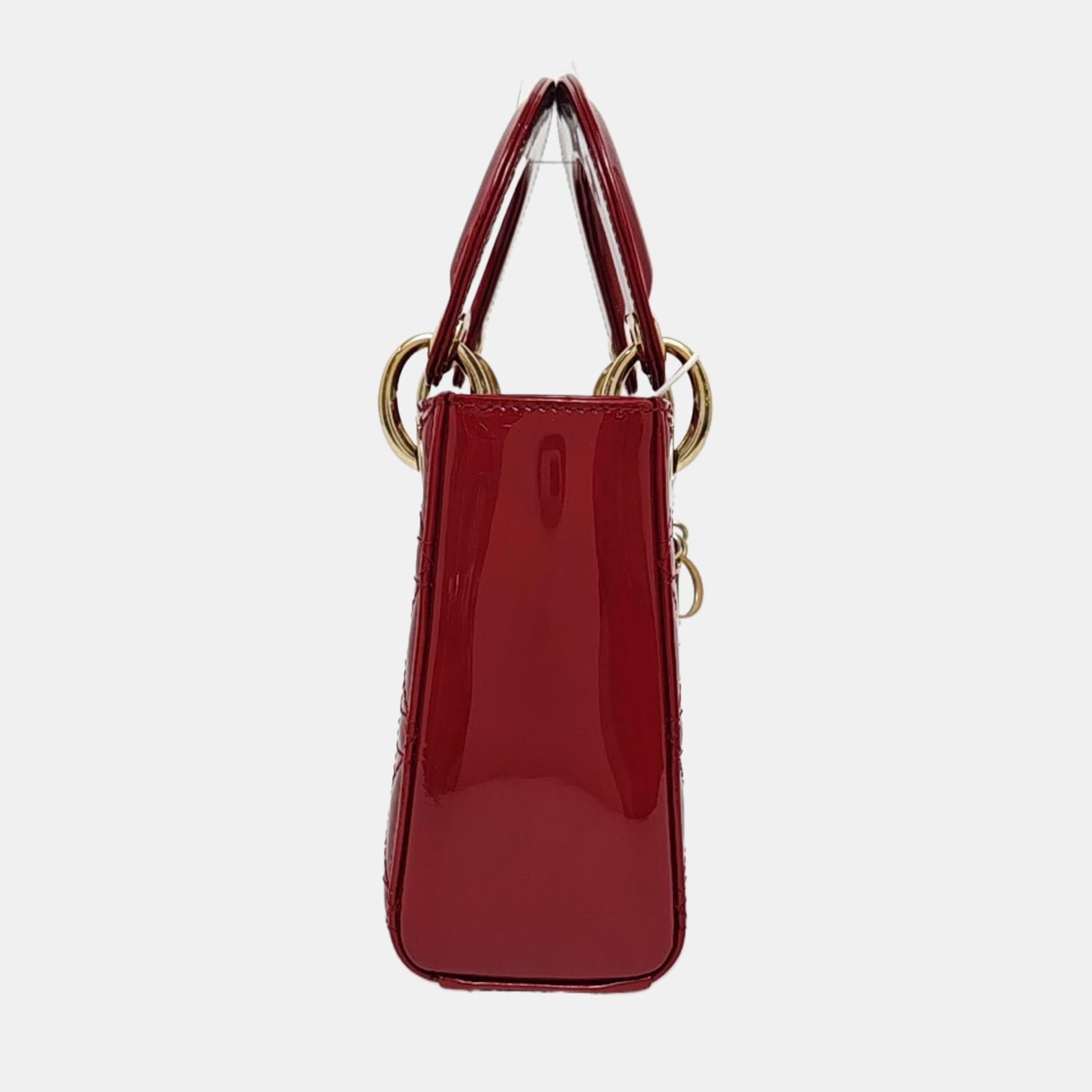 Lady Dior Mini Cannage Patent Calfskin Red