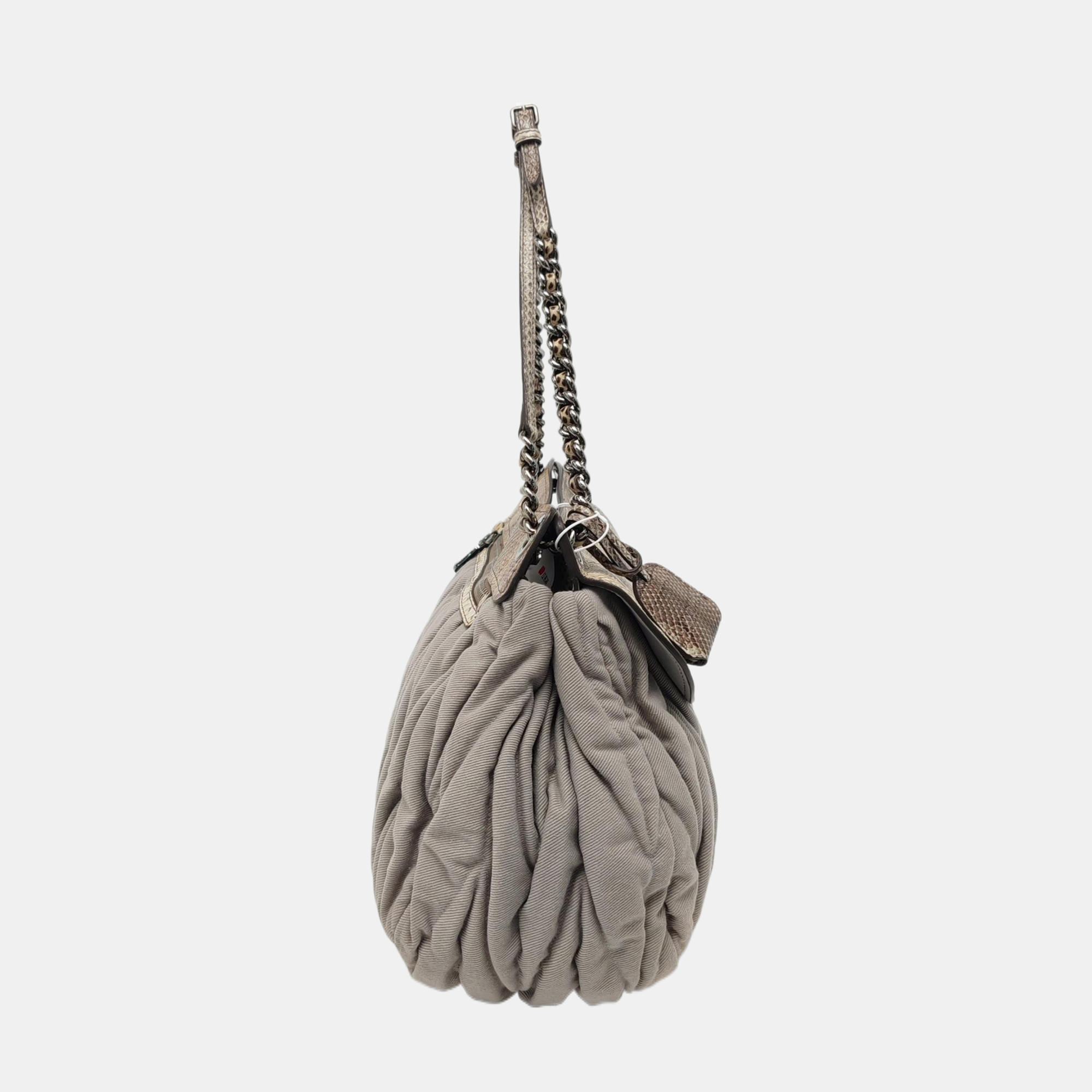 Quilted Fabric Shoulder Bag Gray