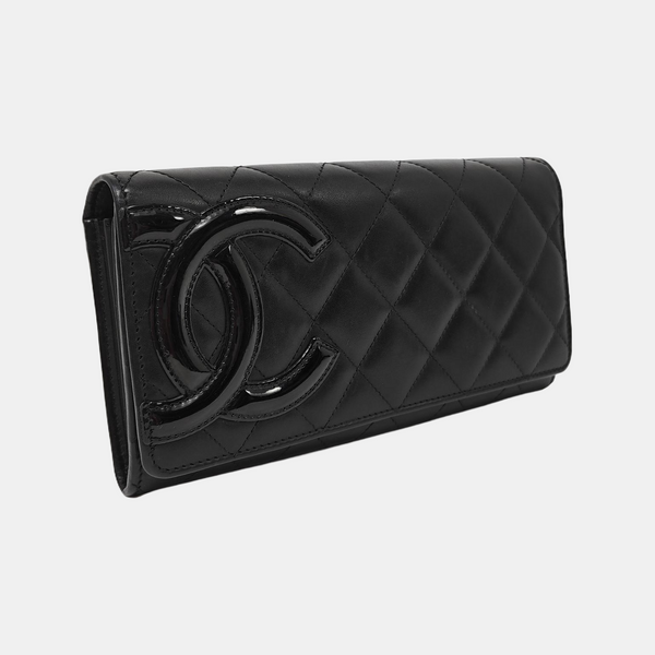CAMBON Medium Quilted Calfskin Black Wallet