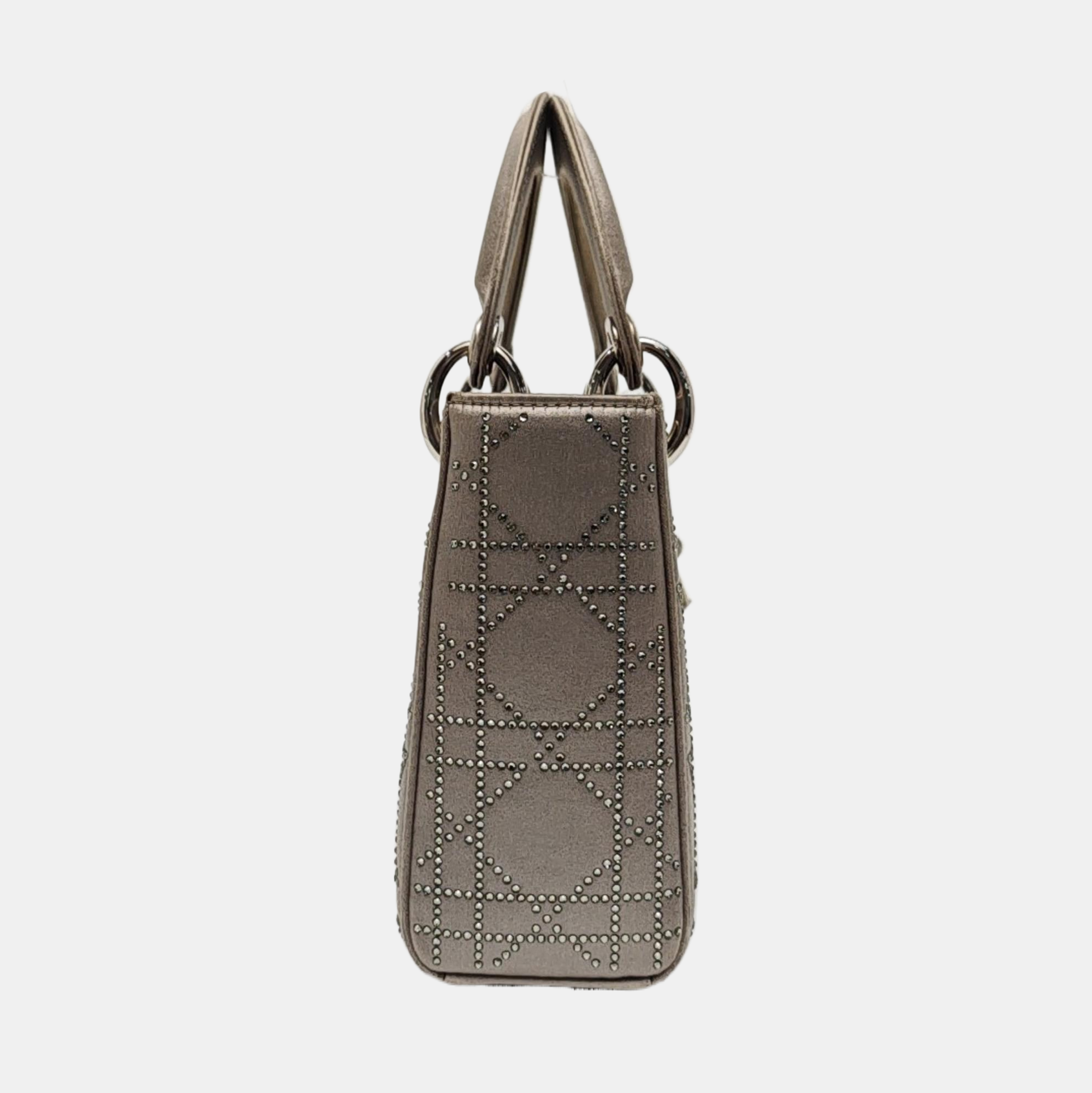 Lady Dior Mini Cannage Silk Satin Gray