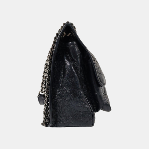 NIKI Medium Chevron Calfskin Black
