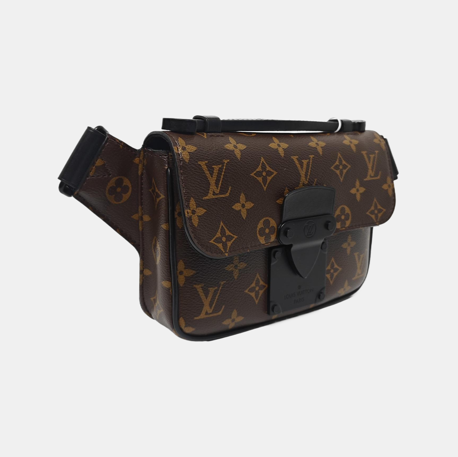 S LOCK Monogram Coated Canvas Brown