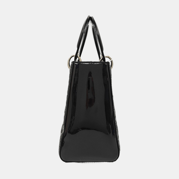 Lady Dior Medium Cannage Patent Leather Black