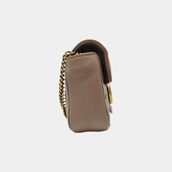 GG Marmont Mini Quilted Calfskin Beige