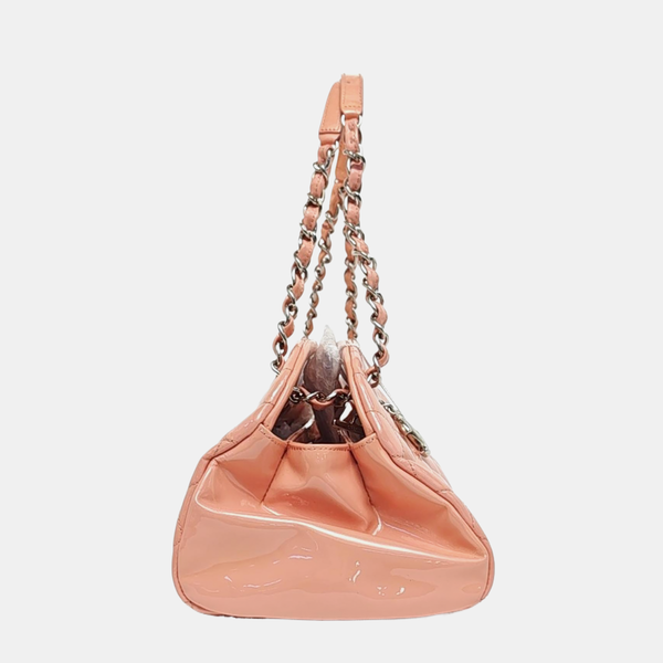 Authenticated pre-owned  JUST MADEMOISELLE Quilted Patent Leather Pink - Top Handle Bag at Looply