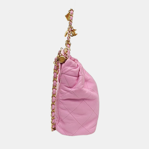 Quilted Lambskin Shoulder Bag Small Pink