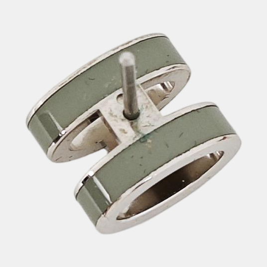 Pop H Metal Silver Stud Earrings