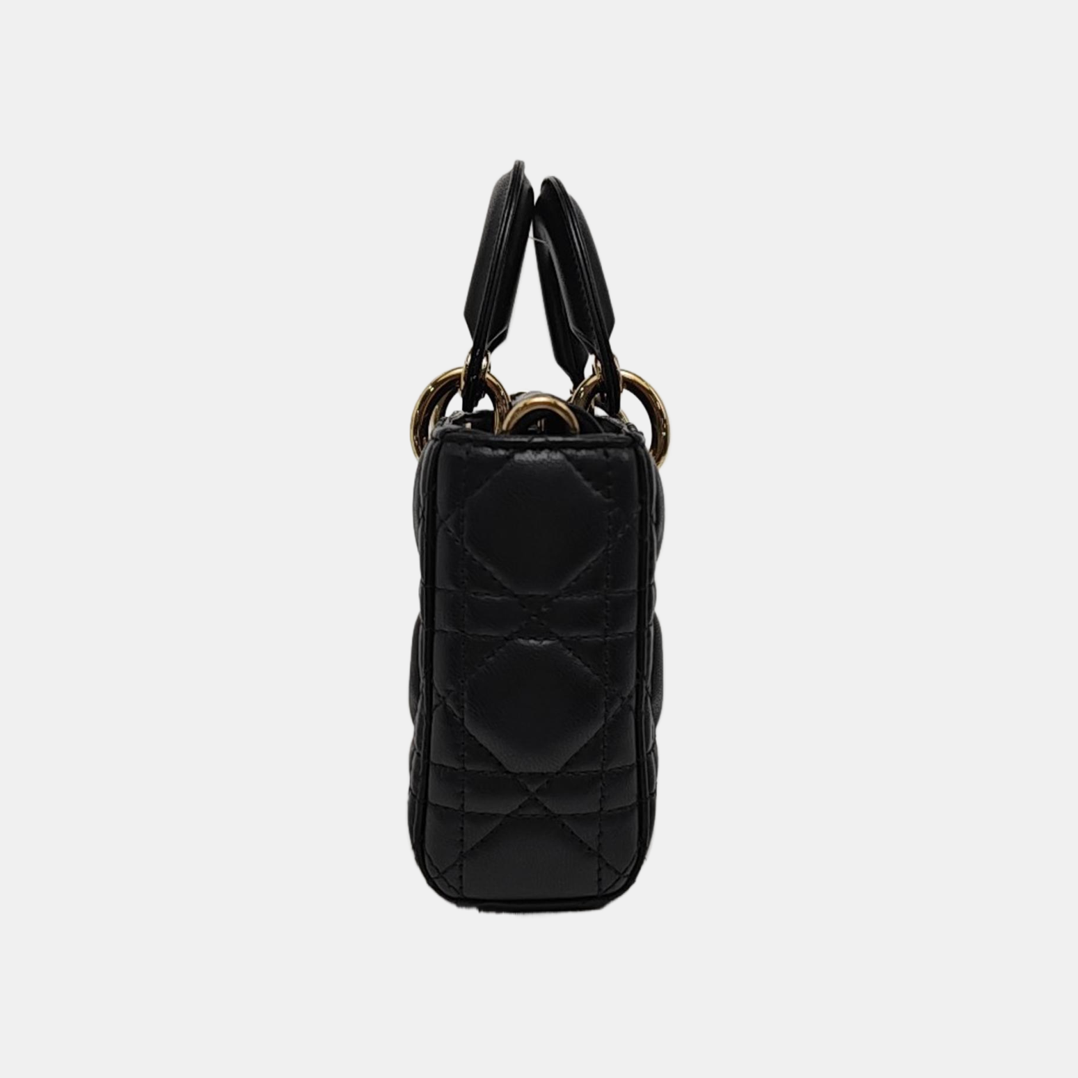 Lady D-Joy Small Quilted Lambskin Black
