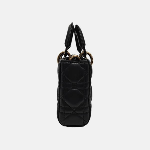 Lady D-Joy Small Quilted Lambskin Black