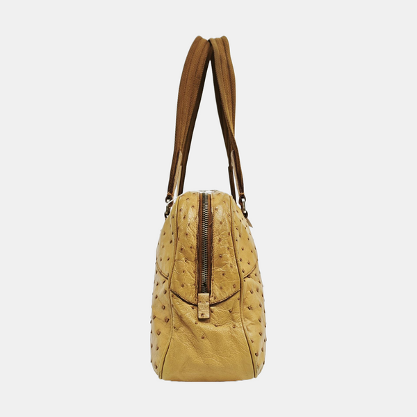 Bolso de mano de avestruz amarillo