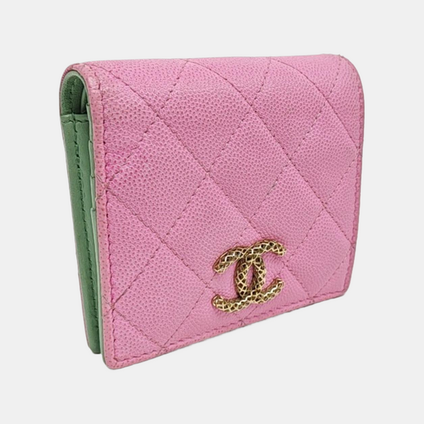 Quilted Grained Calfskin Wallet Purple