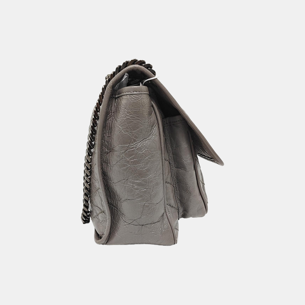NIKI Medium Chevron, Quilted Calfskin Gray