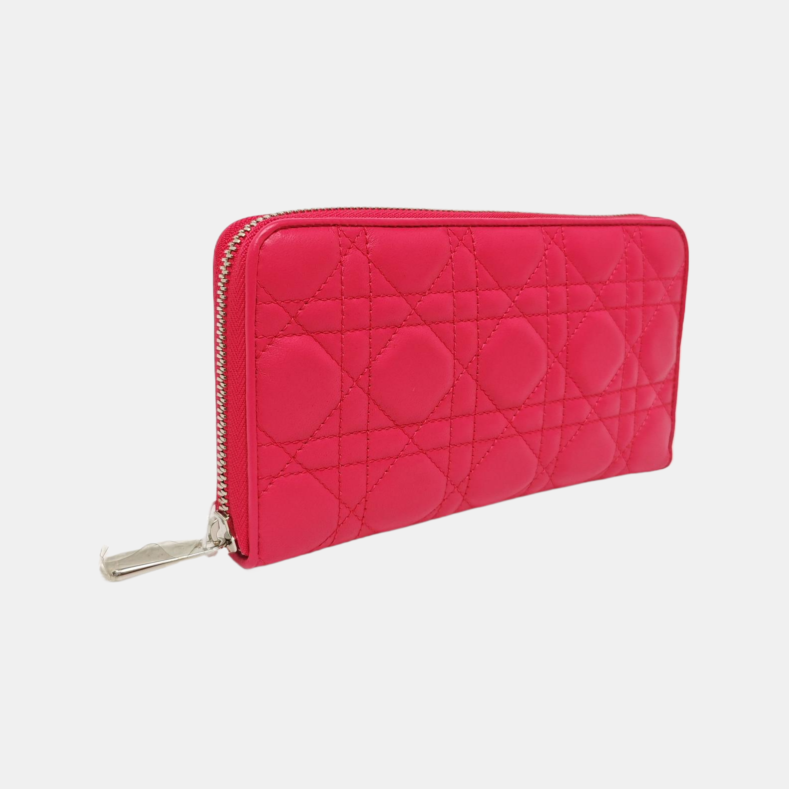 Lady Dior Small Quilted Lambskin Red Wallet