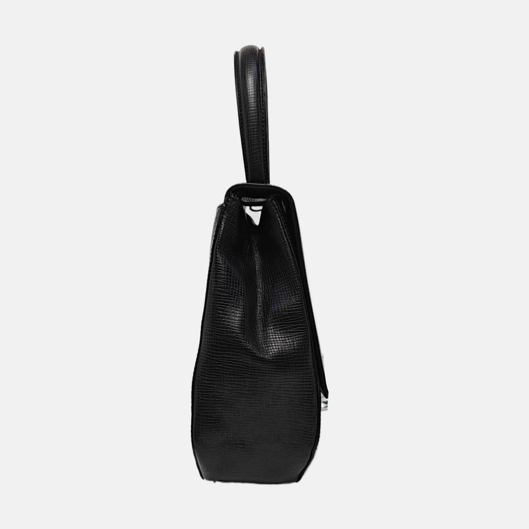 Calfskin Top Handle Bag Black