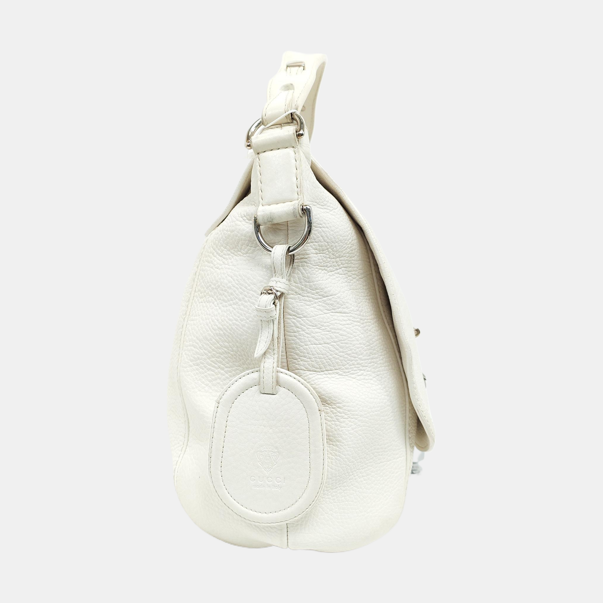 Horsebit Chain Large Calfskin White