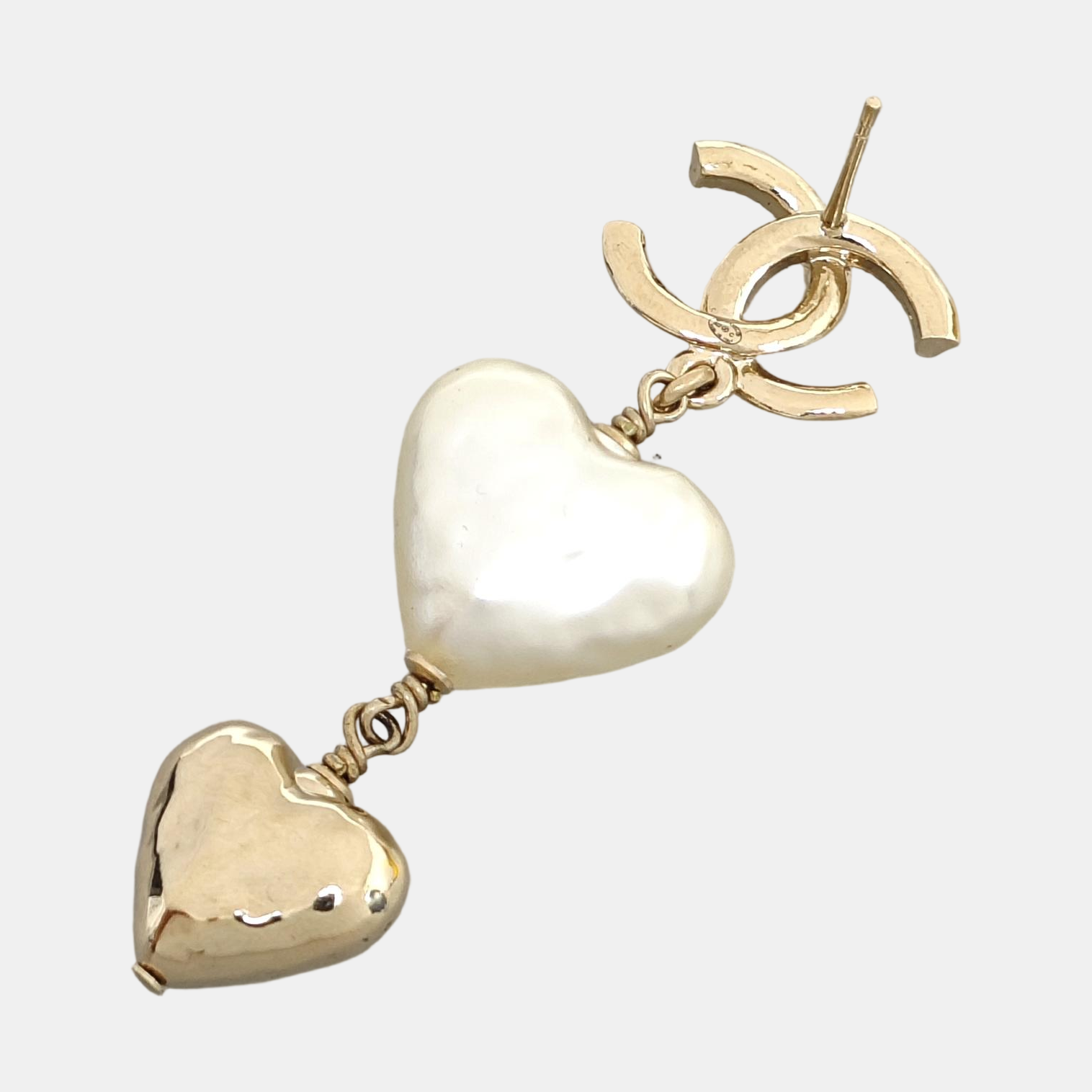 CC Logo Metal Gold Stud Earrings