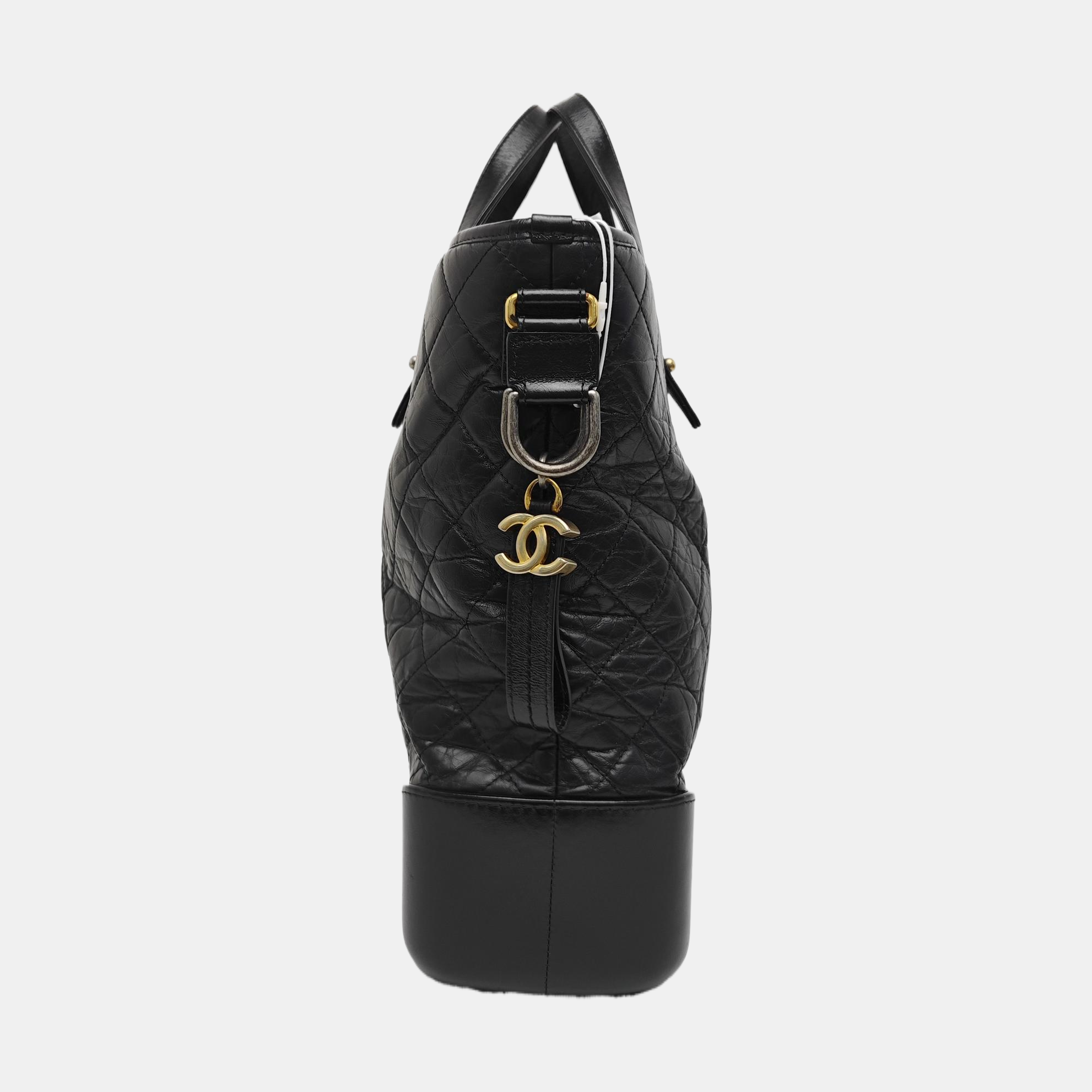 GABRIELLE Large Quilted Vintage Calf Black