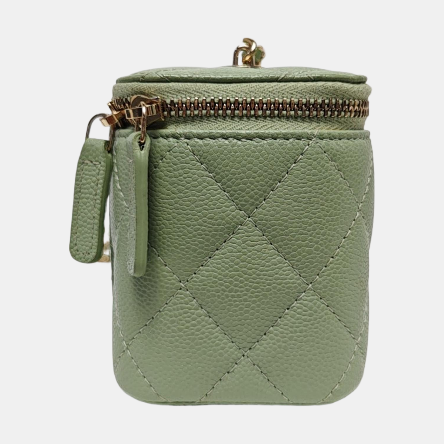 VANITY CASE Mini Quilted Grained Calfskin Green