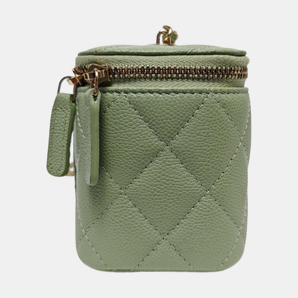 VANITY CASE Mini Quilted Grained Calfskin Green