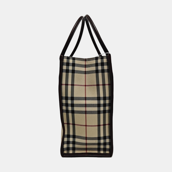 Coated Canvas Top Handle Bag Beige