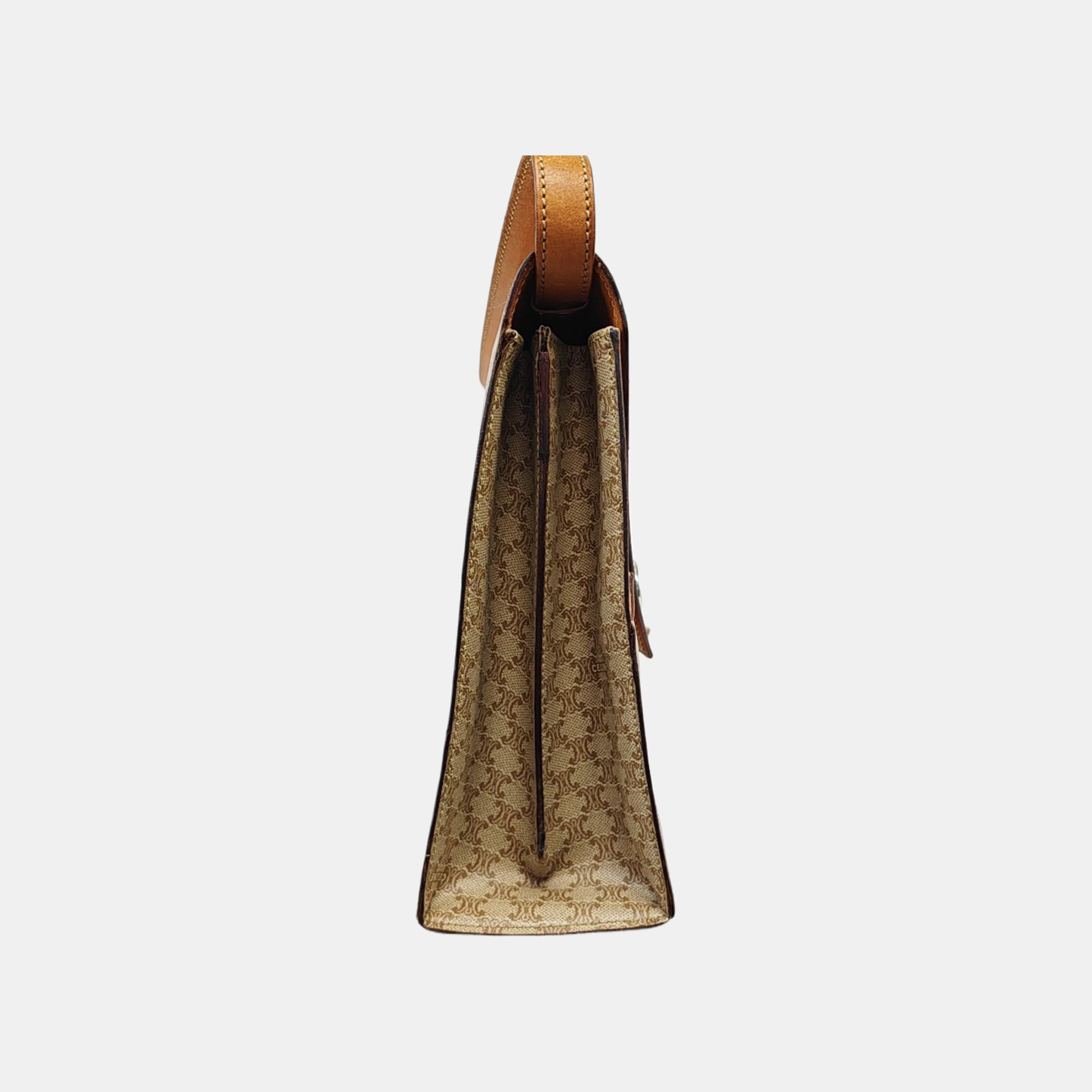 Coated Canvas Shoulder Bag Beige