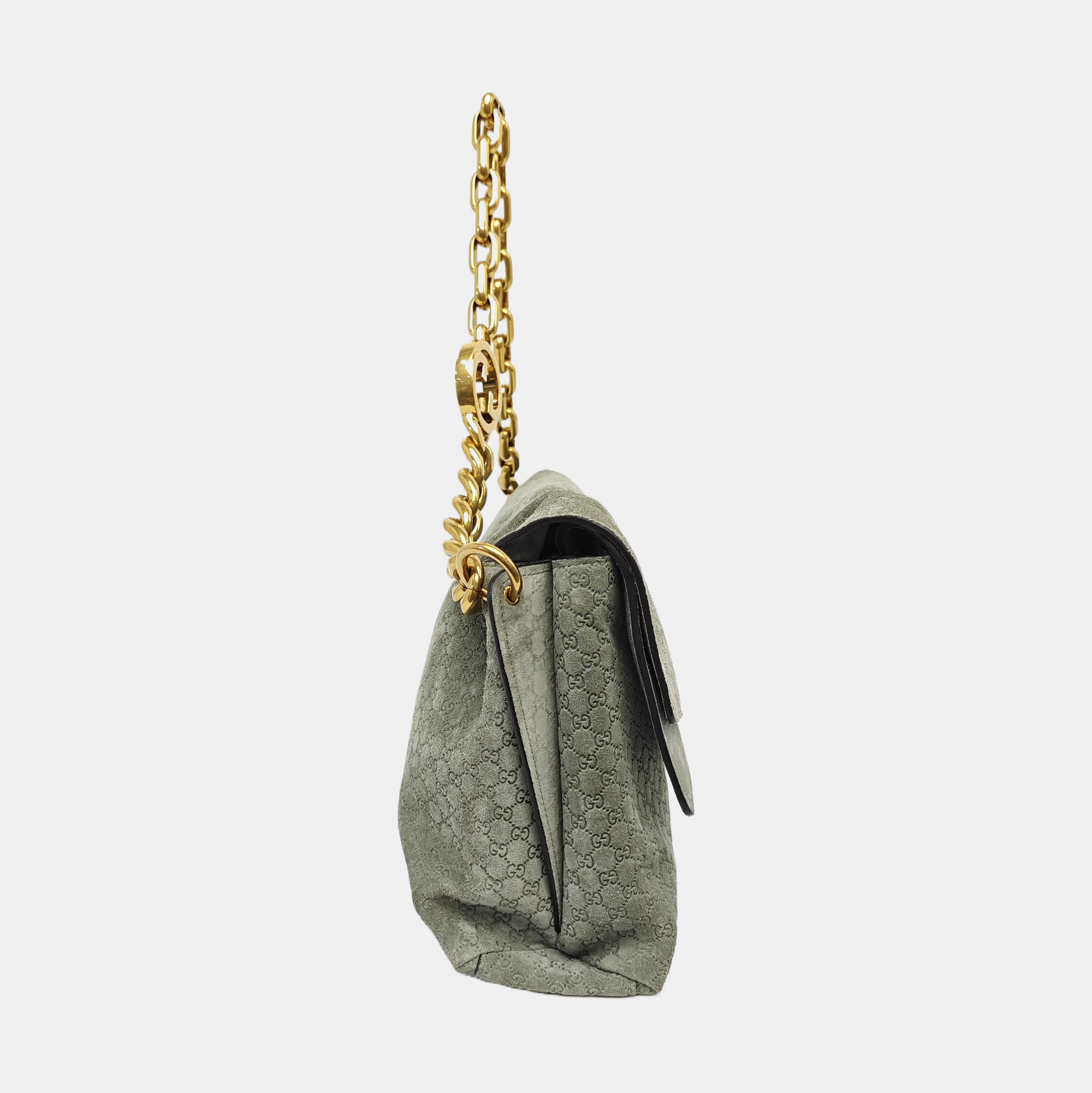 Monogram Suede Shoulder Bag Green