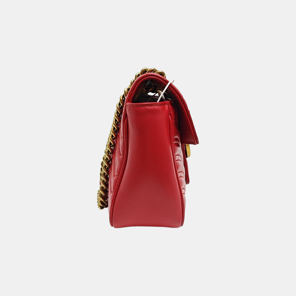 GG Marmont Medium Quilted Calfskin Red