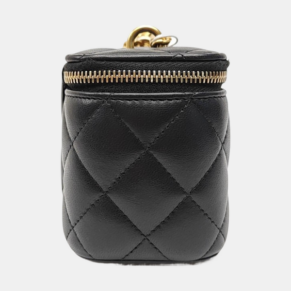 VANITY CASE Mini Quilted Lambskin Black