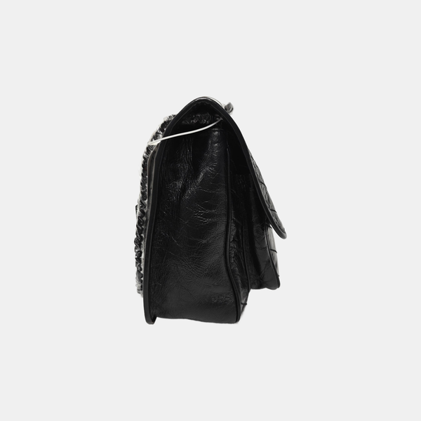 NIKI Medium Chevron Calfskin Black
