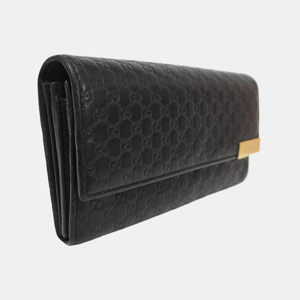 Microguccissima Monogram Calfskin Black Wallet