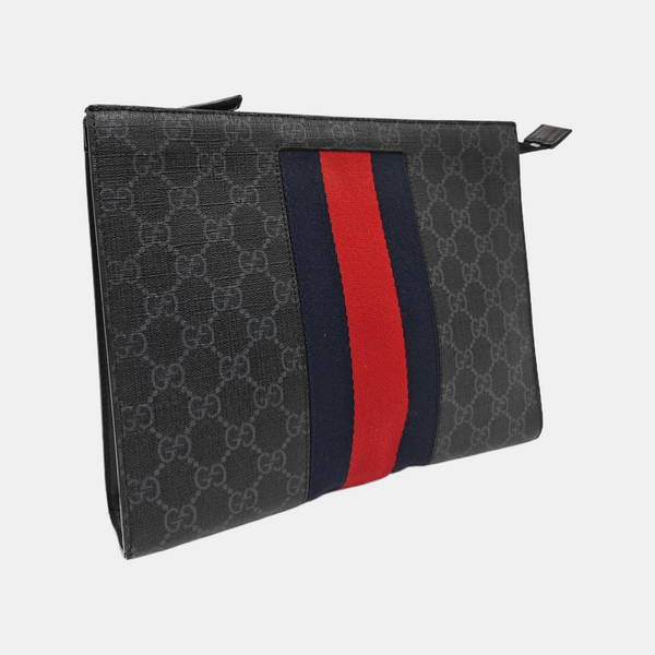 GG Supreme Monogram Coated Canvas Gray