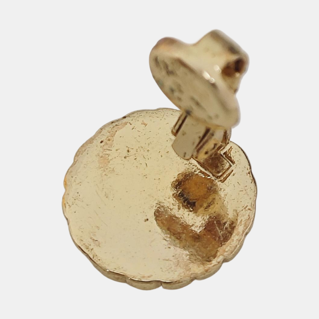 Dior Oblique Metal Gold Clip On Earrings
