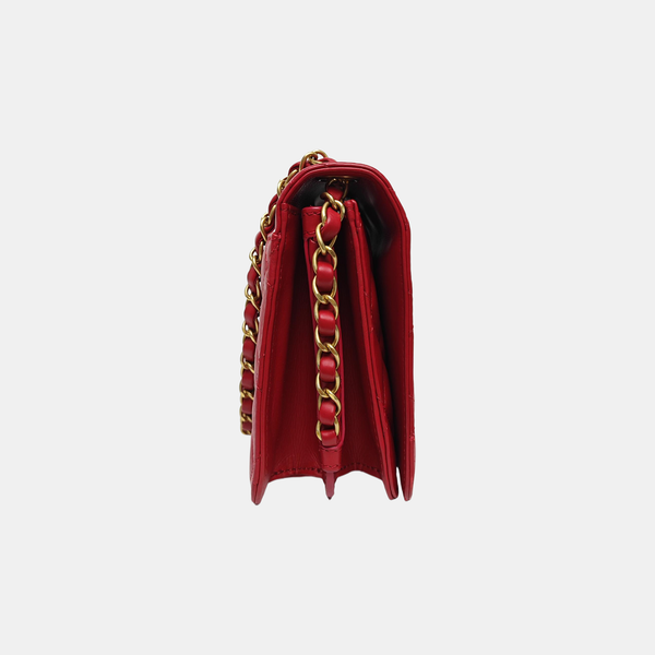 Quilted Calfskin Shoulder Bag Red