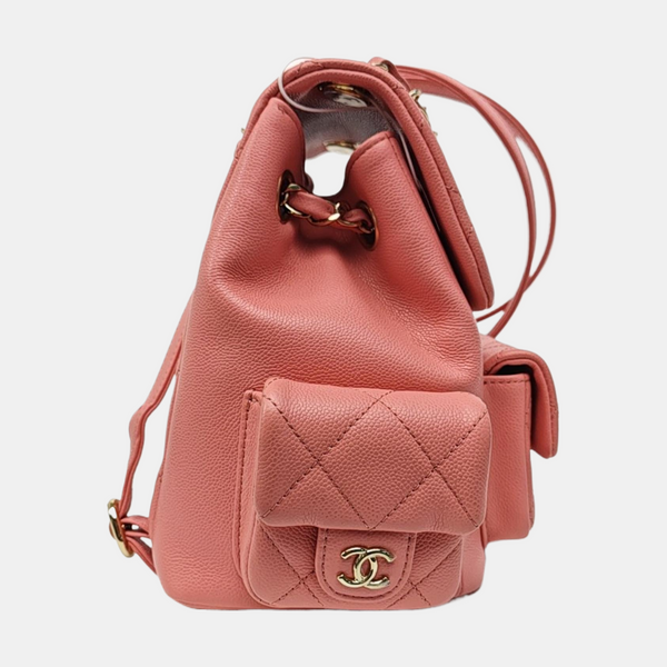 Quilted Grained Calfskin Backpack Small Pink