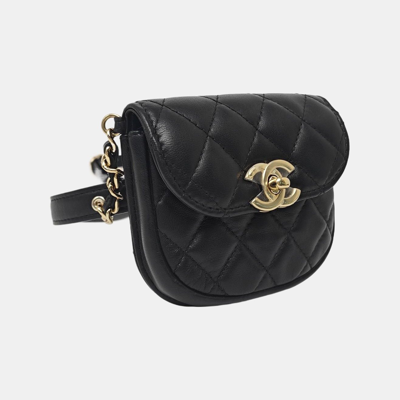 Quilted Lambskin Belt Bag Black
