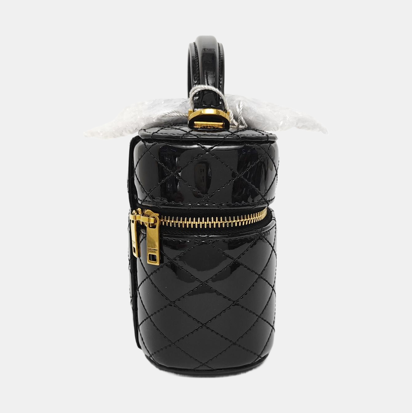 80'S VANITY Quilted Patent Leather Black